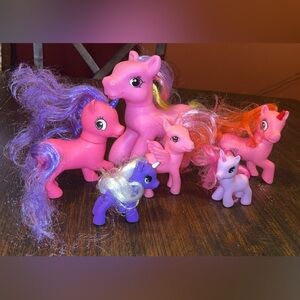 Pony Lot Of 6 Small Medium And Large Ponies Pink Purple Brushable Hair Unbranded